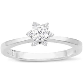 Diamond Flower Promise Ring In White Gold