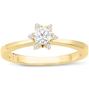 Diamond Flower Promise Ring In Yellow Gold