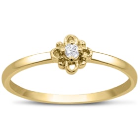 Vintage Diamond Promise Ring In Yellow Gold