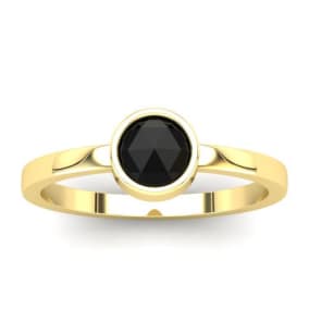 1/2 Carat Rose Cut Black Diamond Engagement Ring In 14 Karat Yellow Gold