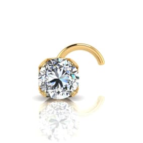 0.015ct 1.5mm Diamond Nose Ring In 14K Yellow Gold