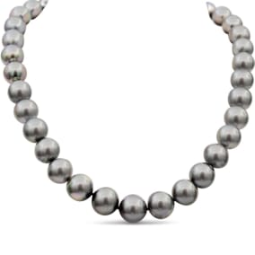 11-13MM Peacock Tahitian South Sea Pearl Strand Necklace With 14K White Gold Clasp, 18 Inches AAA Quality