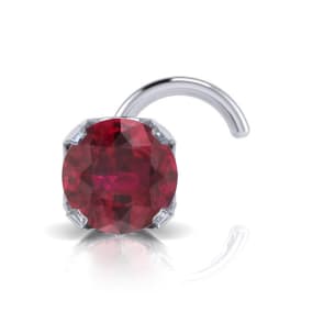 0.015ct 1.5mm Ruby Nose Ring In 14K White Gold