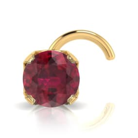 0.03ct 2mm Ruby Nose Ring In 14K Yellow Gold