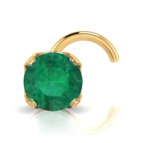0.03ct 2mm Emerald Nose Ring In 14K Yellow Gold