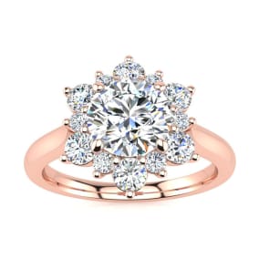 Cheap Engagement Rings, 3/4 Carat Round Shape Halo Diamond Engagement Ring In 14K Rose Gold