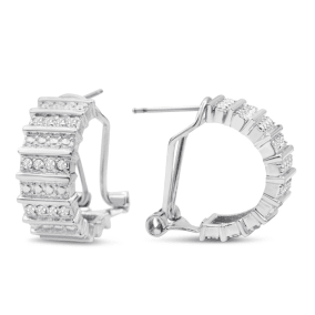 1/2 Carat Wide-Heavy Natural Raw Diamond Omega Hoop Earrings, 1/2 Inch