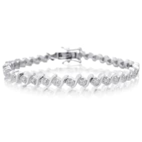 1/2 Carat Natural Natural Diamond Bracelet, Platinum Overlay, 7 Inches! Very Pretty, Classic Style!