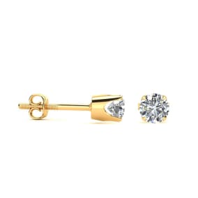 Colorless 1/3 Carat Natural Diamond Stud Earrings 14 Karat Yellow Gold. Genuine, Natural, Fiery, White Diamonds!