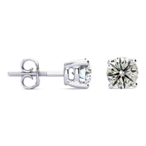1 1/4 Carat Natural Diamond Stud Earrings In 14 Karat White Gold