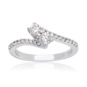 1/2 Carat Two Stone Diamond Bonded Love Ring In White Gold