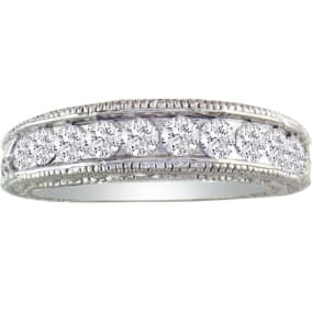 1/4ct Antique Style Diamond Band in 10k White Gold : SZ7 CLEARANCE