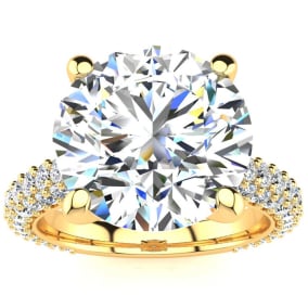 5 1/3 Carat Natural Halo Diamond Engagement Ring With 4 Carat Natural Center Diamond In 14K Yellow Gold