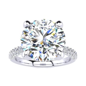 4 3/4 Carat Natural Halo Diamond Engagement Ring With 4 Carat Natural Center Diamond In 14K White Gold