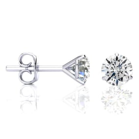 1.65 Carat Natural Colorless Diamond Stud Earrings in 14 Karat White Gold Martini Setting