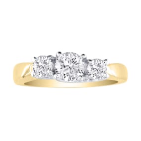 1/4ct Three Diamond Engagement Ring In 10k Two Tone Gold, LIMITED SIZES LEFT