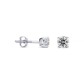 0.28 Carat Natural Colorless Diamond Earrings In 14 Karat White Gold