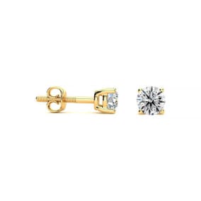 0.28 Carat Natural Colorless Diamond Earrings In 14 Karat Yellow Gold