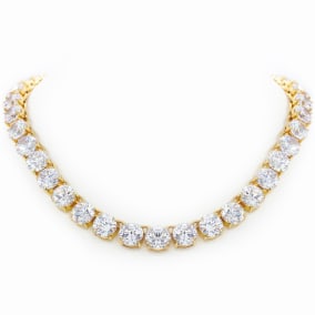 136 Carat Fine Diamond Line Necklace in 18 Karat Yellow Gold, 16 Inches