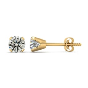 1 Carat Natural Diamond Stud Earrings In 14 Karat Yellow Gold