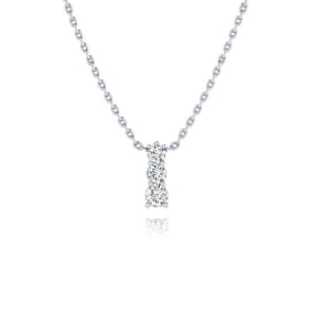 1/4ct Three Stone Natural Diamond Necklace In 14K White Gold, 18 Inches