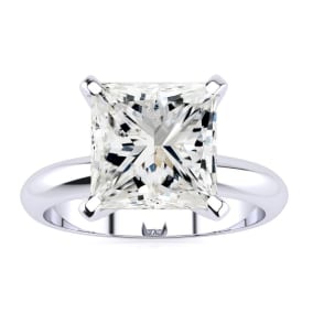 4 Carat Princess Cut Diamond Solitaire Engagement Ring In 14K White Gold