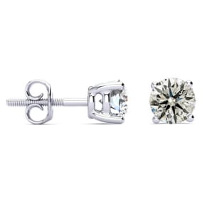 1 1/4 Carat Natural Diamond Stud Earrings In 14 Karat White Gold