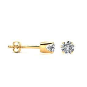 1/4 Carat Very Shiny Diamond Stud Earrings In 14 Karat Yellow Gold