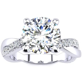 1 3/4 Carat Natural Diamond Engagement Ring In 14K White Gold, 1 1/2 Carat Natural Center Diamond