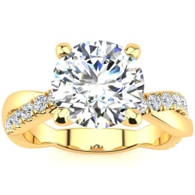 1 3/4 Carat Natural Diamond Engagement Ring In 14K Yellow Gold, 1 1/2 Carat Natural Center Diamond