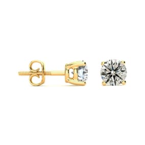 1 1/4 Carat Natural Diamond Stud Earrings In 14 Karat Yellow Gold