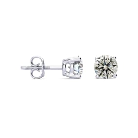 1 1/2 Carat Natural Diamond Stud Earrings In 14 Karat White Gold