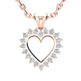 1/4 Carat Classic Diamond Heart Pendant in Rose Gold