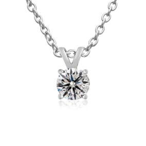 .22 Carat Genuine, Natural Earth-Mined Colorless Diamond Pendant in 14k with Free 18 Inch Chain