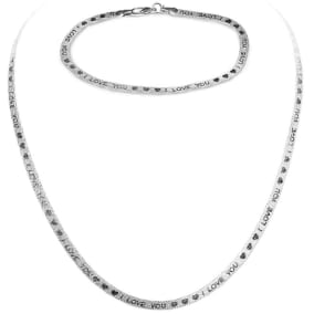 I Love You Necklace and Bracelet Set

