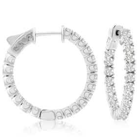 1 1/2 Carat Crystal Hoop Earrings In Sterling Silver, 1 Inch