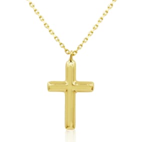14 Karat Gold Two Tone Dainty Cross Necklace With Free 18 Inch Chain