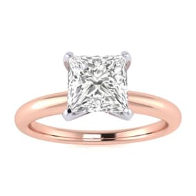 1/2ct Princess Cut Diamond Solitaire Engagement Ring In 14K Rose Gold