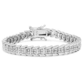 2 Carat Diamond Bracelet In Platinum Overlay, 7 Inches. An Update Of A Beloved Style!  You Will Love This Bracelet!