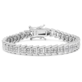 2 Carat Natural Diamond Bracelet In Platinum Overlay, 7 Inches. An Update Of A Beloved Style! You Will Love This Bracelet!