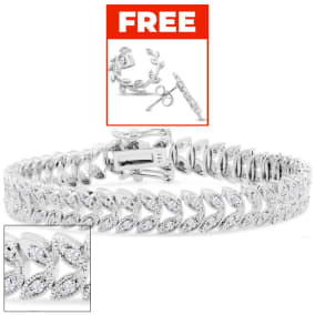 1 Carat Diamond Petal Bracelet In Platinum Overlay, 7 Inches. Brand New Exclusive Gorgeous Bracelet!