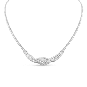 1/4 Carat Diamond Designer Necklace In Platinum Overlay, 18 Inches. Fantastic Shimmering Necklace. Looks Very Expensive!