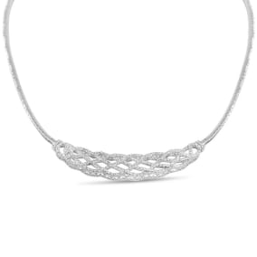 1/4 Carat Diamond Designer Necklace In Platinum Overlay, 18 Inches. Beautiful Necklace! Back In Stock After 1 Year!