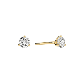 1/4 Carat Natural Genuine Diamond Stud Earrings In Martini Setting, 14 Karat Yellow Gold
