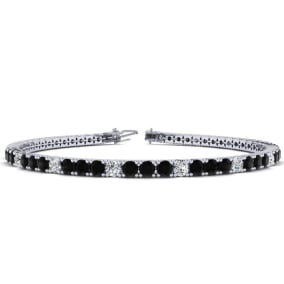 3 1/2 Carat Black And White Diamond Alternating Tennis Bracelet In 14 Karat White Gold Available In 6-9 Inch Lengths