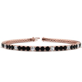 3 1/2 Carat Black And White Diamond Alternating Tennis Bracelet In 14 Karat Rose Gold Available In 6-9 Inch Lengths