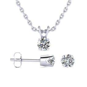 1/3 Carat Natural Diamond Stud and Pendant Necklace Set