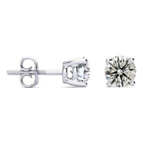 1.10 Carat Natural Natural Diamond Stud Earrings In 14 Karat White Gold