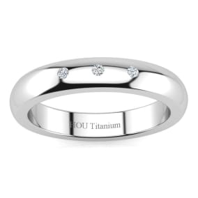 4MM Ladies and Mens .05ct Diamond Band in Titanium, Sizes 3.5 to 13.5