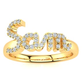 Personalized Diamond Name Ring In 14K Yellow Gold - 3 Letters, 1/5cttw